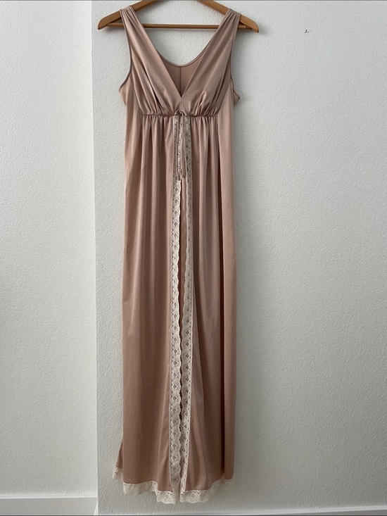 Texsheen Other - Vintage Texsheen Blush Lace-Trim Maxi Dress | small